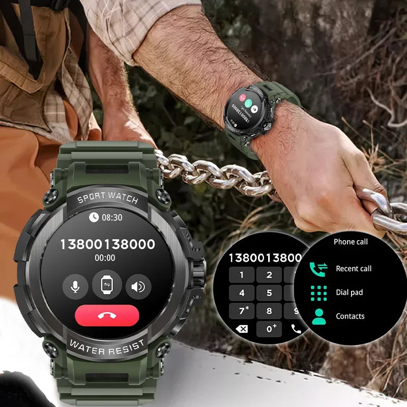 2024 New Outdoor Military Men Smart Watch AMOLED HD Screen Three-proof Durable Sports Tracker Original Bluetooth Call Smartwatch