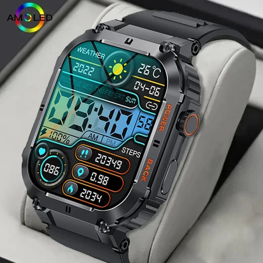 2024 New Mens Smartwatch Bluetooth Call 1.96-inch IPS Square Screen Full View Full Day Heart Rate Detection Sports Smart Watches