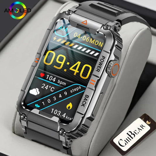 Rugged Military Smart Watch Men For Android IOS 1.57 inch Sports Fitness Watch Bluetooth Call Waterproof Smartwatch 2024 New