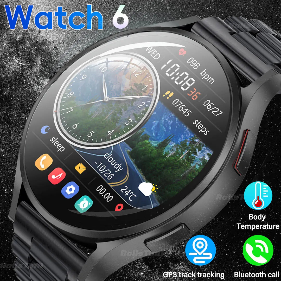 2024 New For Galaxy Watch 6 Smart Watch Men Women 1.4inch HD AMOLED Screen NFC GPS Tracker 24H Heart rate Monitoring Smartwatch