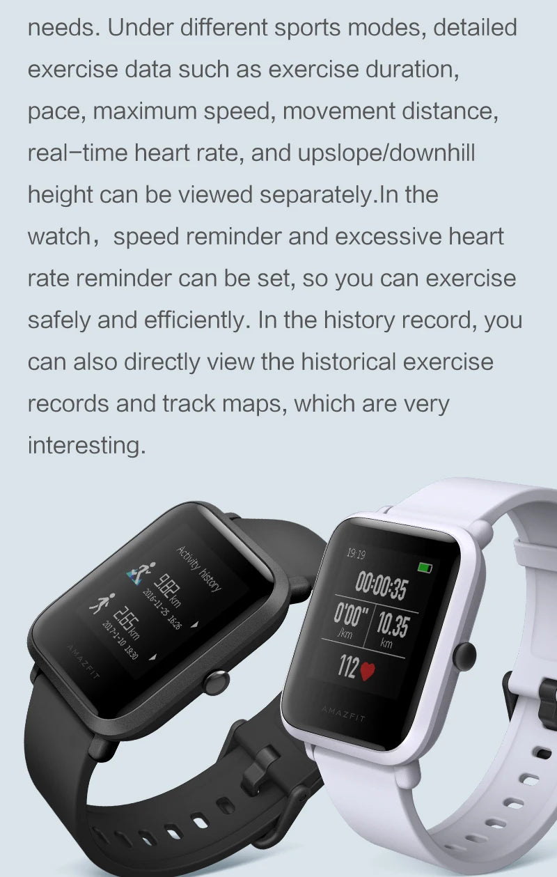 Exhibit Amazfit Bip Lite SmartWatch Bluetooth Sports Watch For Men Heart Rate IP68 Waterproof No Box 85-95 New SmartWatches