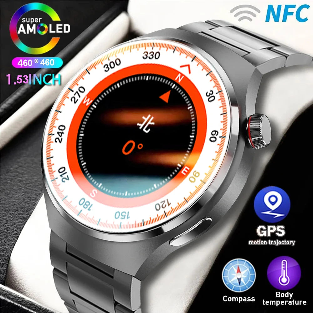 For HUAWEI GT4 Pro GPS NFC Smart Watch Men 360*360 AMOLED Screen Heart rate Bluetooth Call IP68 Waterproof Man Smartwatch 2024