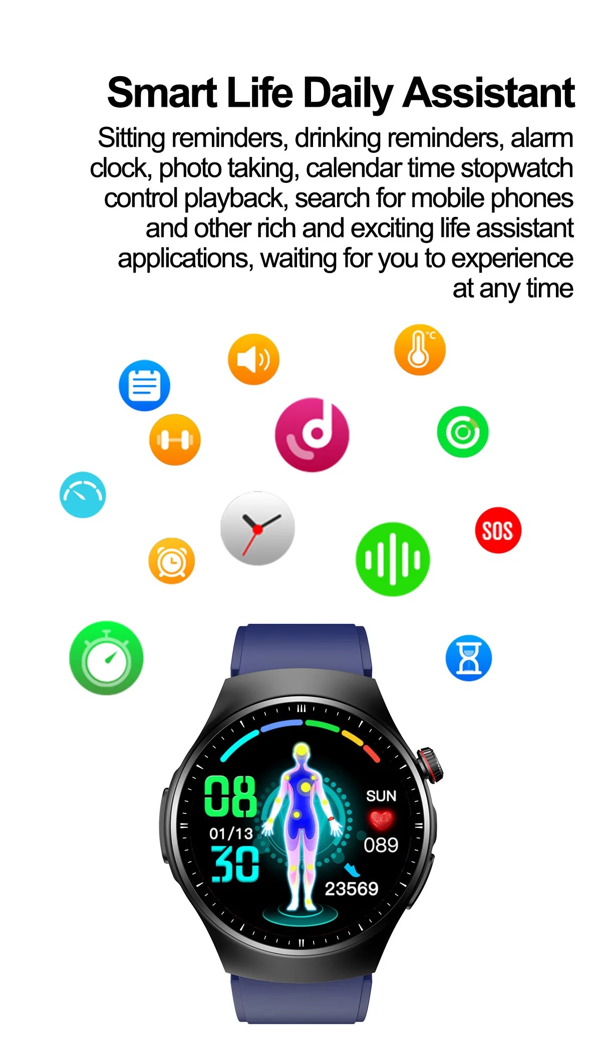 Smart Watch 2024 Bluetooth Call Health Data Monitor Activity Tracker Compatible With Android Apple Smartwatch For Men And Women