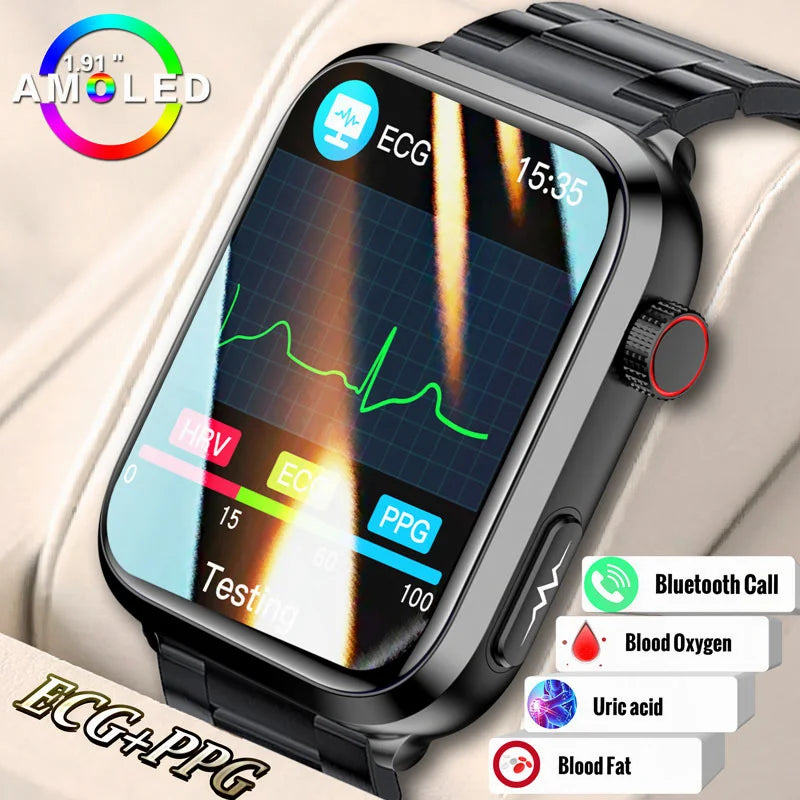 Medical Grade Smart Watch Men Blood Sugar Lipid Uric Acid ECG Pressure Bracelet Bluetooth Call Health Women Smartwatch 2024 New