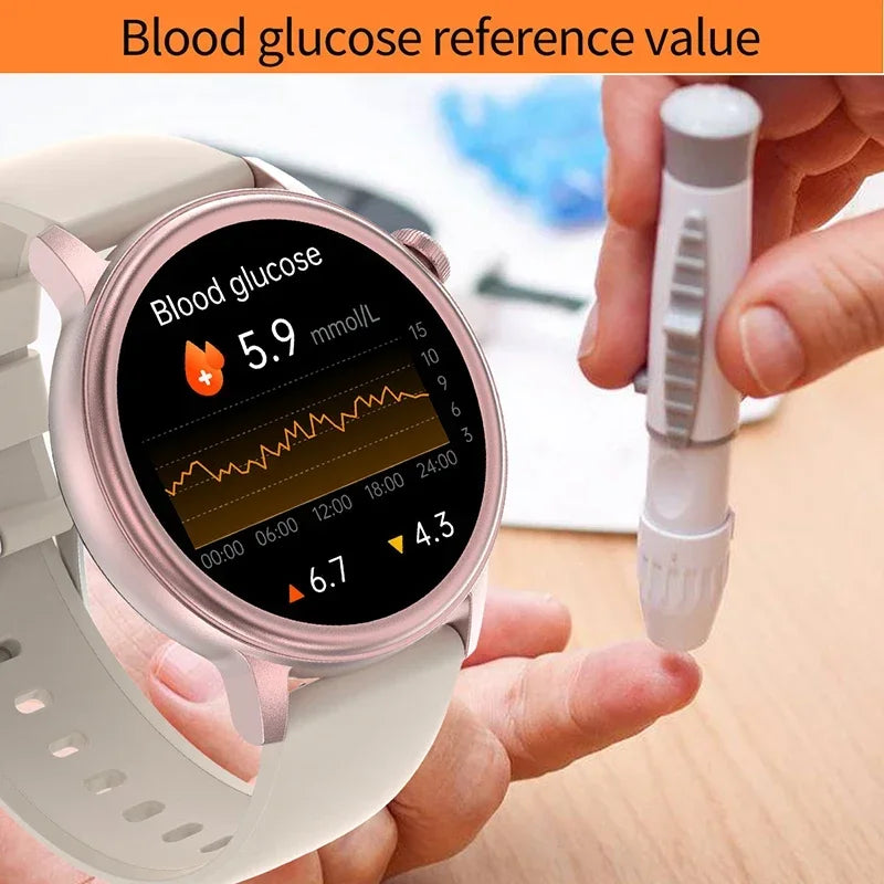 2024 New Blood Lipids Blood Glucose Smart Watch For Men ECG+HRV Fitness Tracker Bluetooth Call Clock Uric Acid Health Smartwatch