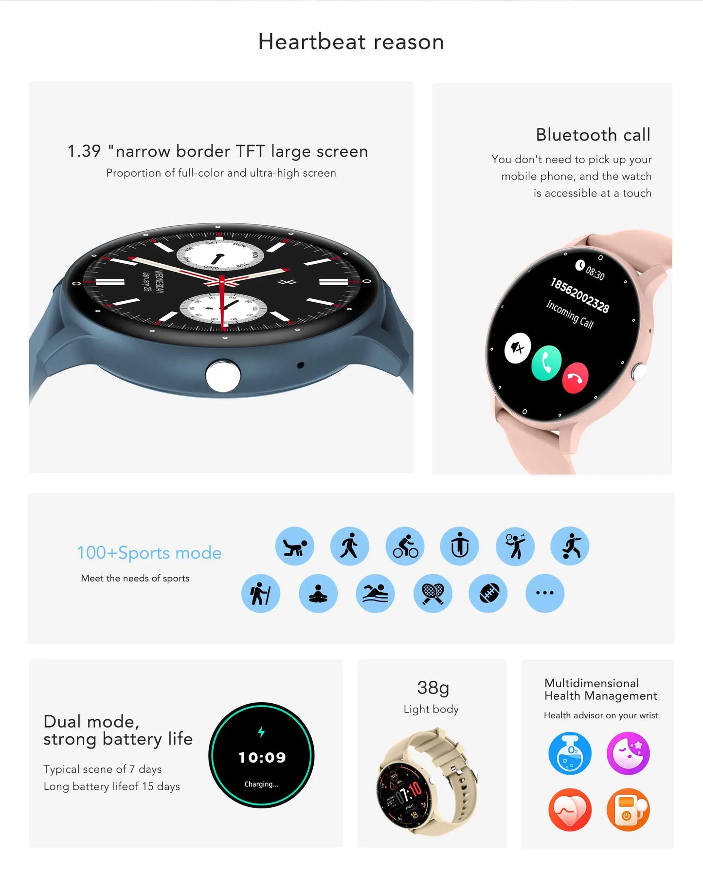 2024 VS05 Smartwatch Man Woman Gift Heart Rate Fitness Tracker Long Battery Life Bluetooth Call Waterproof Sports Smart Watches