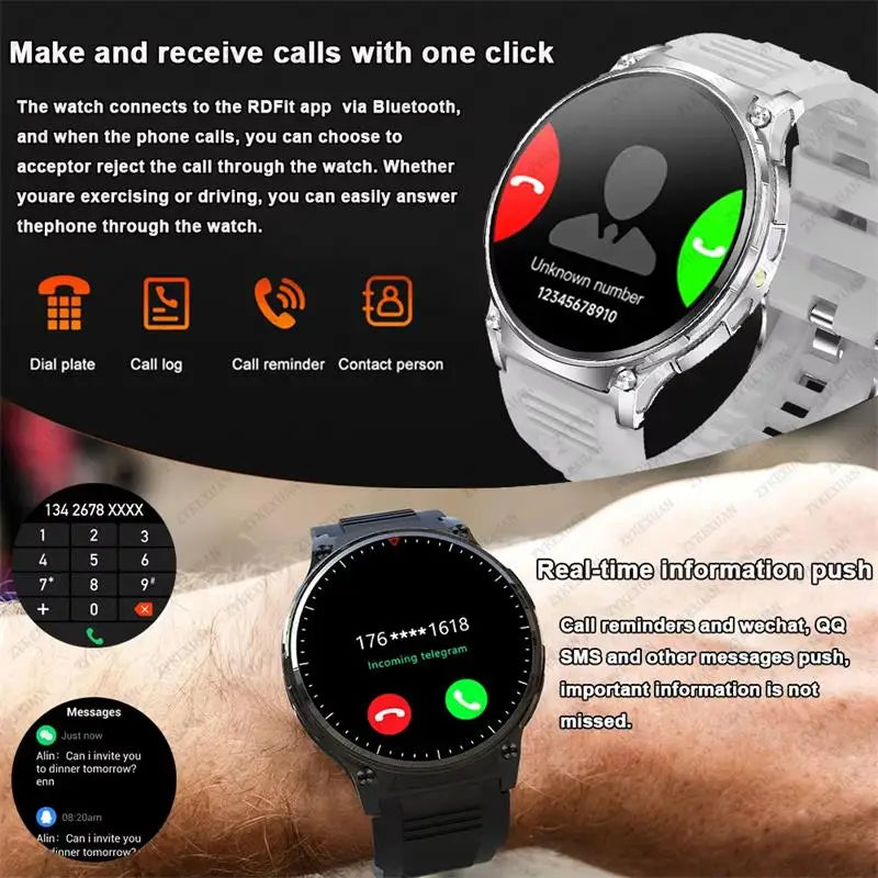 2024 New For Xiaomi Outdoor Military Smartwatch Men GPS Track Bluetooth Call IP67Waterproof Compass LED Lighting Men SmartWatch