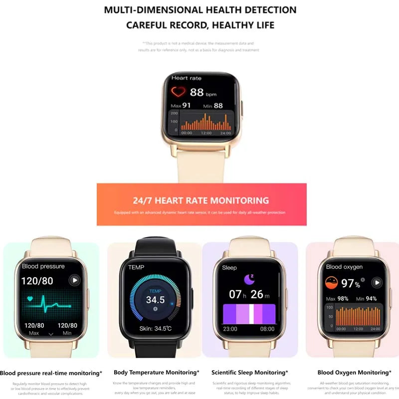 2024 New For Huawei Xiaomi Men Women Smartwatch Bluetooth Call Heart rate Temperature Sports Track IP67 Waterproof Smartwatch