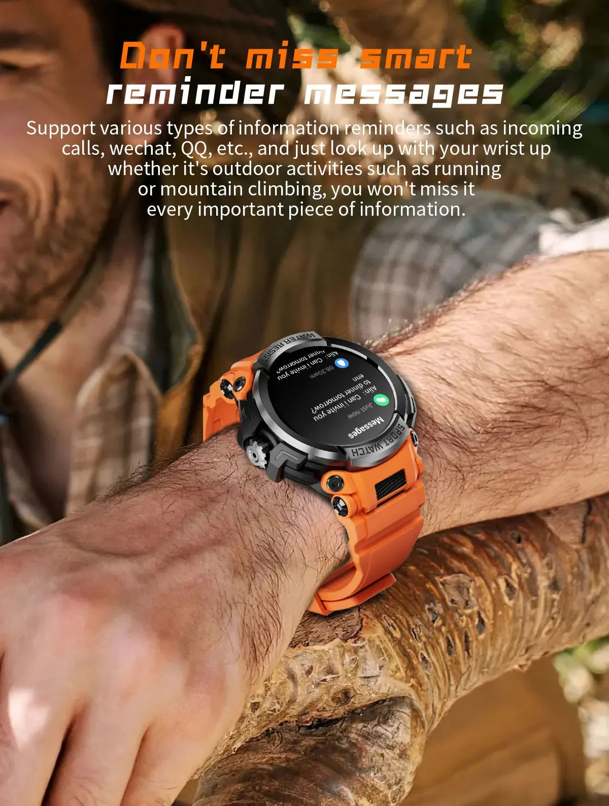 2024 New Durable Military Smartwatch Heart Rate Monitor 600mAh Battery Bluetooth Call Men Outdoor Smart Watch for Xiaomi Android