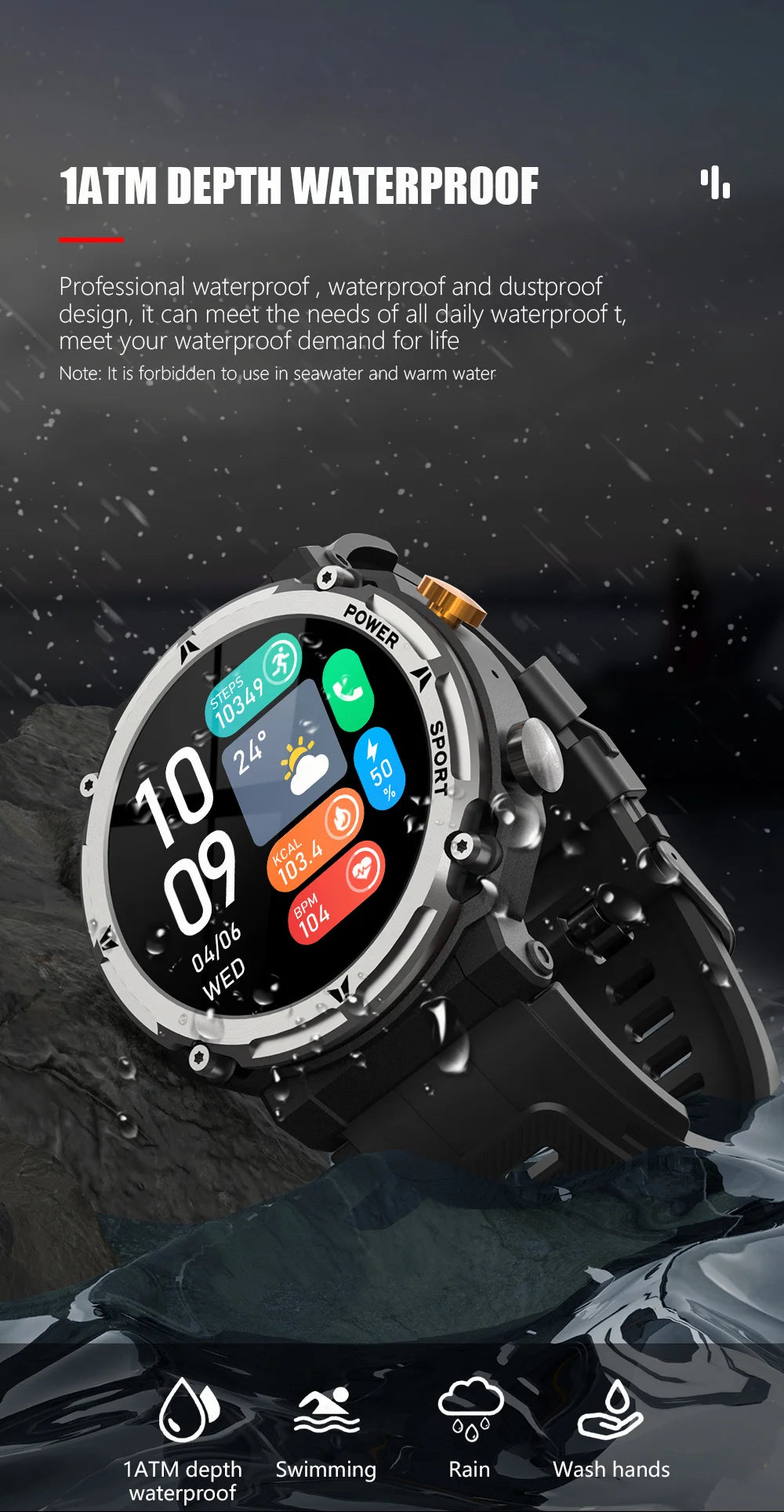 C21 Pro Smart Watch Men Outdoor for Xiaomi Android Watches Sport Fitness Tracker IP68 Waterproof Health Call Smartwatch X 2024