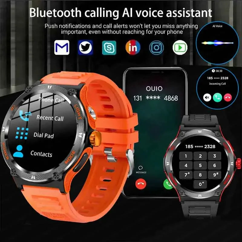 2024 New Rugged Military GPS Track Smart Watch Men Bluetooth Call 500Mah 3ATM Waterproof Outdoor SmartWatches For Huawei Xiaomi