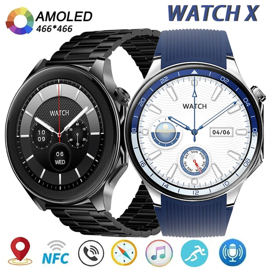 For OPPO Huawei WATCH X NFC Smart Watch Men AMOLED HD Screen Heart Rate IP68 Waterproof Bluetooth Call Smartwatch Women 2024 New