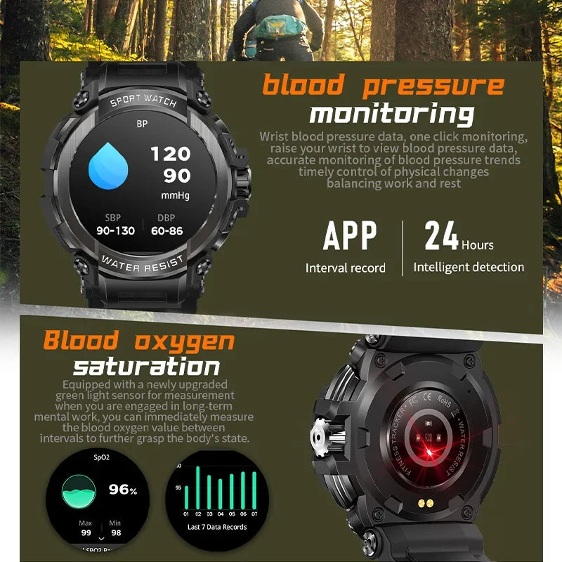 2024 New Outdoor Military Men Smart Watch AMOLED HD Screen Three-proof Durable Sports Tracker Original Bluetooth Call Smartwatch