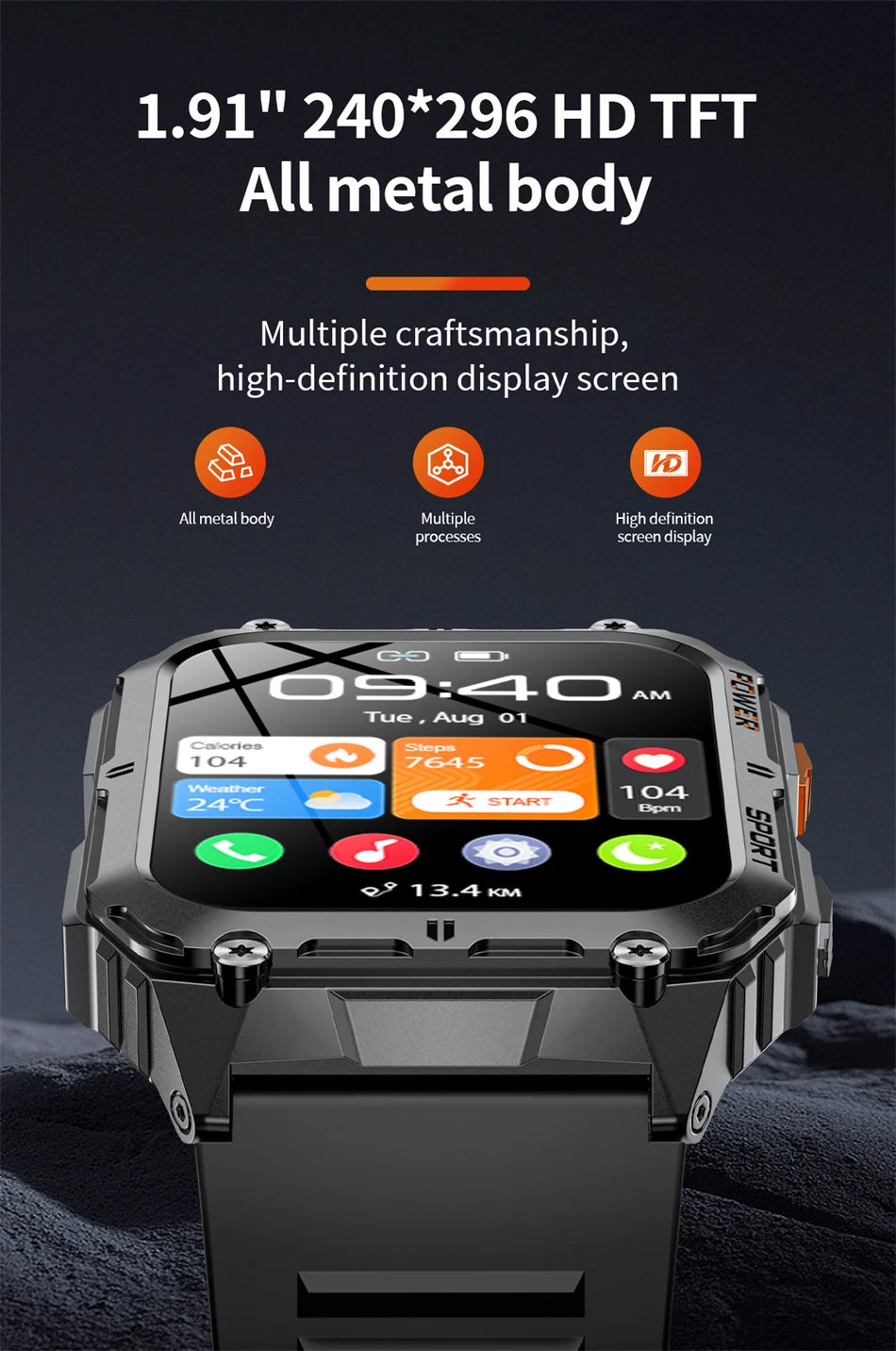 LIGE Smart Watch 2024 Men SOS Multiple Sport Watches Blood Oxygen Pressure Emotion Monitoring Watch Men Smartwatch For Xiaomi