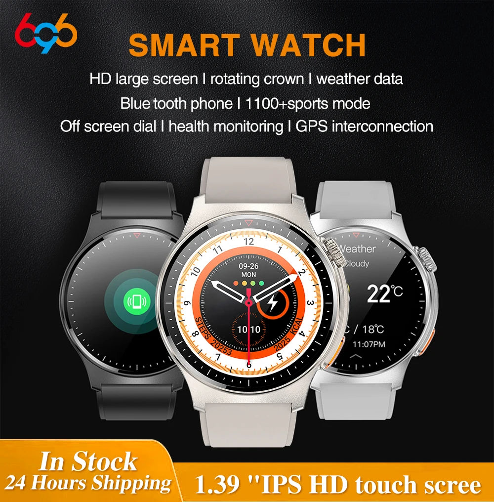 New Men 1.39" Blue Tooth Call Sports Tracker 2024 Smart Watch GPS Heart    Rate Game Waterproof NFC Voice Assistant Smartwatch