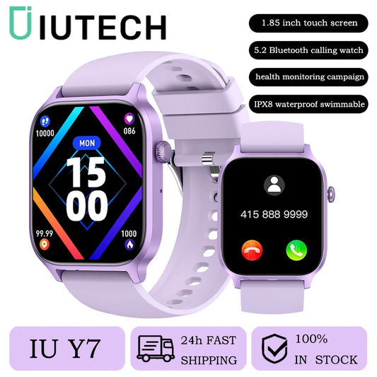 IUTECH Y7 Smart Watch 2024 for Men Women 1.85 inch Bluetooth Call Smartwatch Health Diving Watches Relojes Smart Wrist Watch