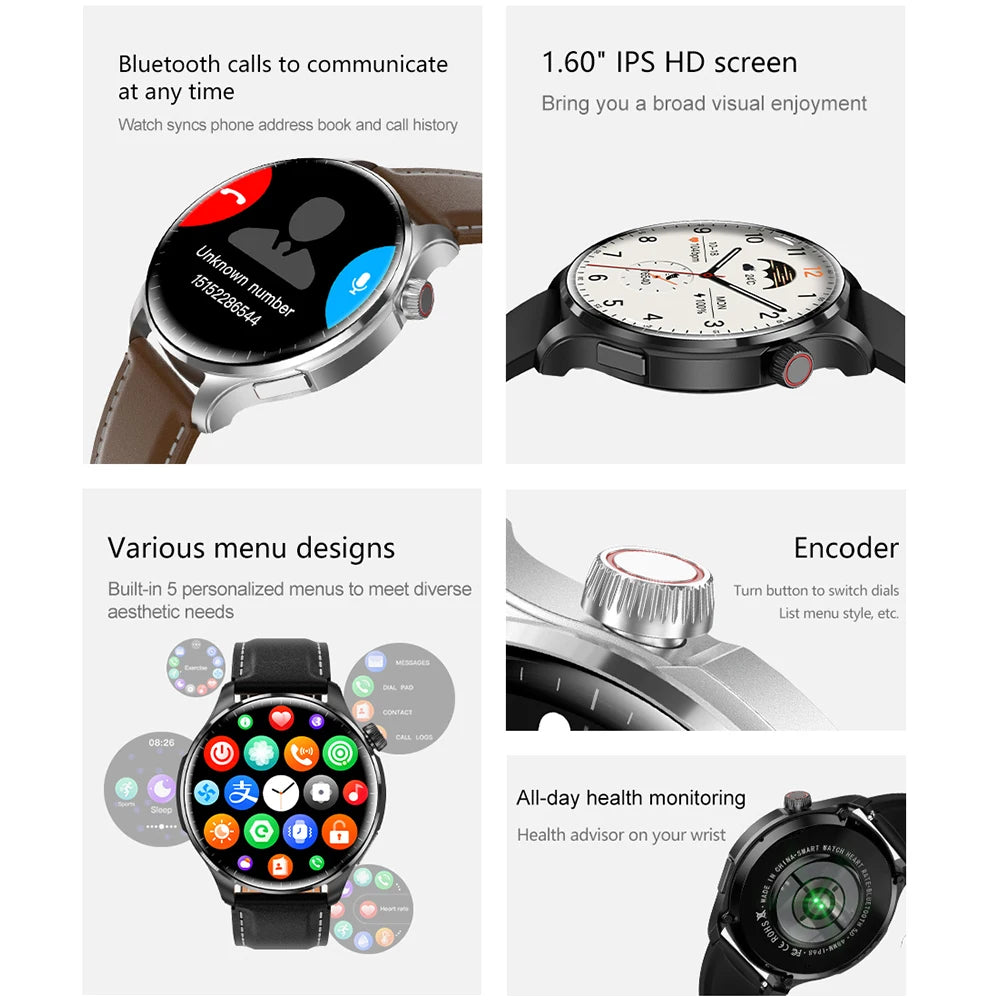 2024 New for Huawei Smart Watch Men GT5 Pro Max AMOLED Screen GPS Sports Watch Tracker NFC Bluetooth Call Blood Sugar Smartwatch