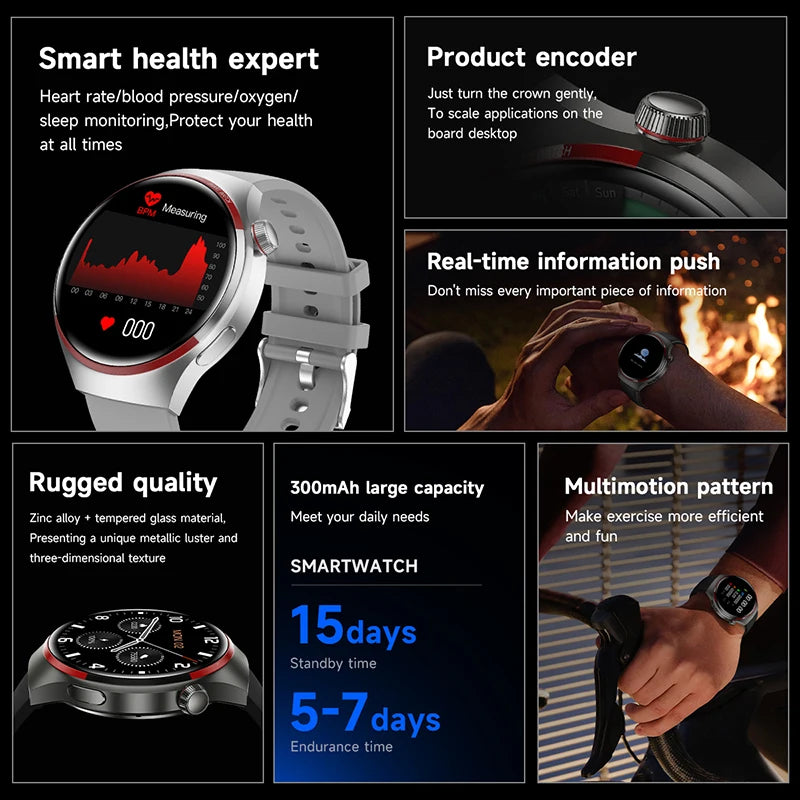 2024 New For Huawei GT4PRO Smart Watch Men Watch 4 AMOLED HD Screen Bluetooth Calling GPS Heart Rate Health Monitor Smart Watch