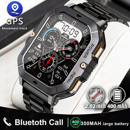 2024 New 1ATM Outdoor Military GPS Smart Watch Men IP68 Waterproof Sports Ftiness Watches 2.02'' Bluetooth Call Smartwatch Man