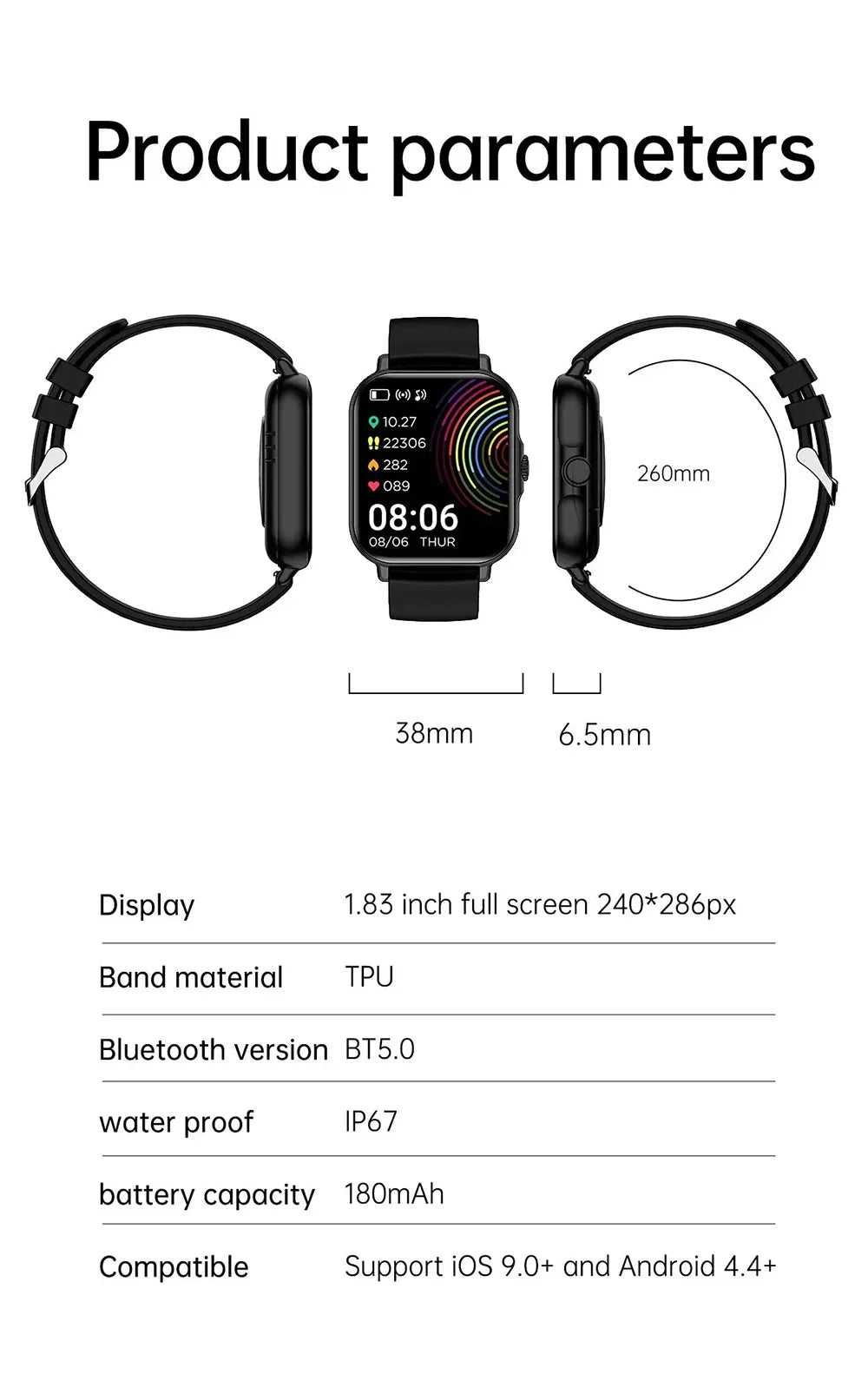 Smartwatch hombre 2024 Bluetooth Rotate Button DIY Watch Faces reloj inteligente 6.5mm Thin Sports Smart Watches For Men Women