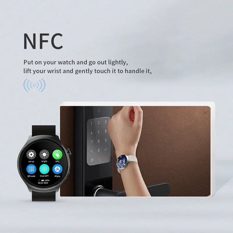 2024 New Smartwatch NFC ChatGPT Baidu Maps 1.52-inch AMOLED Screen Bluetooth Call Smart Watch Men Women with 3 watchbands