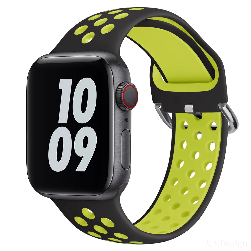 Silicone strap For Apple Watch Band 49mm 45mm 41mm 44mm 40mm 42mm38mm Sports Breathable Bracelet For iWatch Ultra 8 7 6 5 4 3 SE