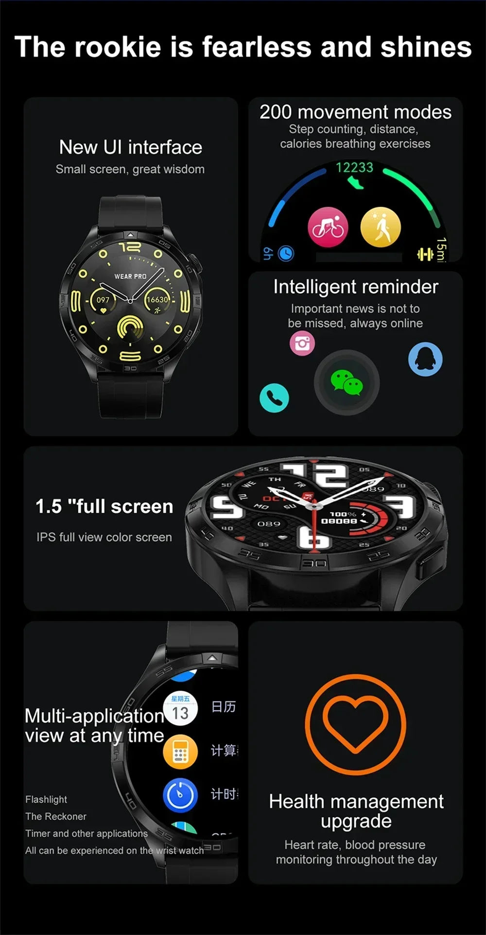 Zordai DT5 Mate Smart Watch 2024 New for Men 1.43" HD Screen NFC Bluetooth Call NFC Heart Rate GPS Tracker Fitness Smartwatch