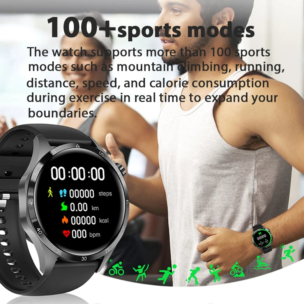 2024 New GPS Sports Smart Watch Men For Watch 4 Blood Sugar Monitoring Watches NFC HD Bluetooth Call Waterproof Smartwatch Man