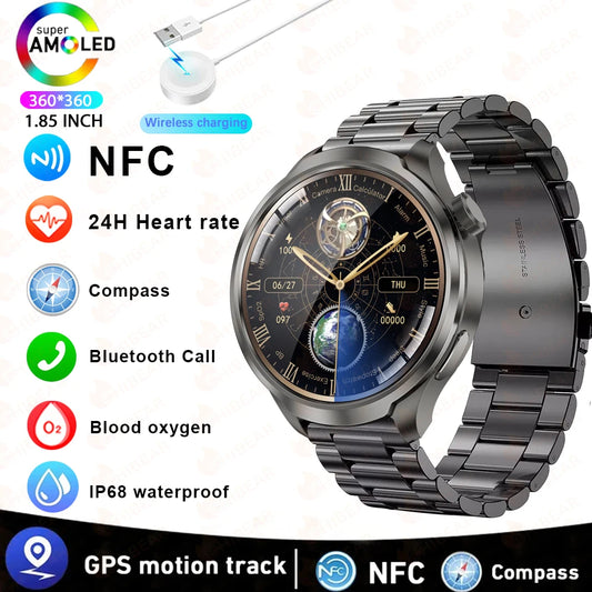 For Huawei GT4 PRO Smart Watch Men Watch 4 Pro AMOLED HD Screen Bluetooth Call GPS NFC Heart rate waterproof SmartWatch 2024 New