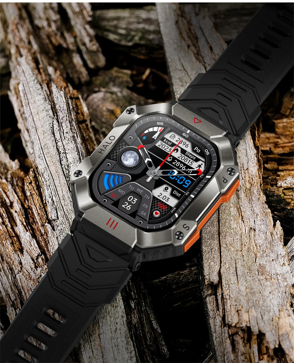 2024 New 650mAh Large Battery SmartWatch Men Compass Heart Rate IP68 Waterproof Bluetooth Call Sports Military Smart Watch Men