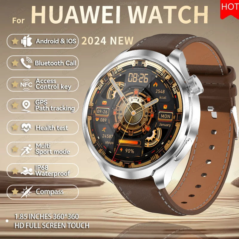 New For Huawei High-end Sport Smart Watch Men GPS Bluetooth Call Compass Heart rate 1.85 inch AMOLED HD Screen Smartwatch 2024