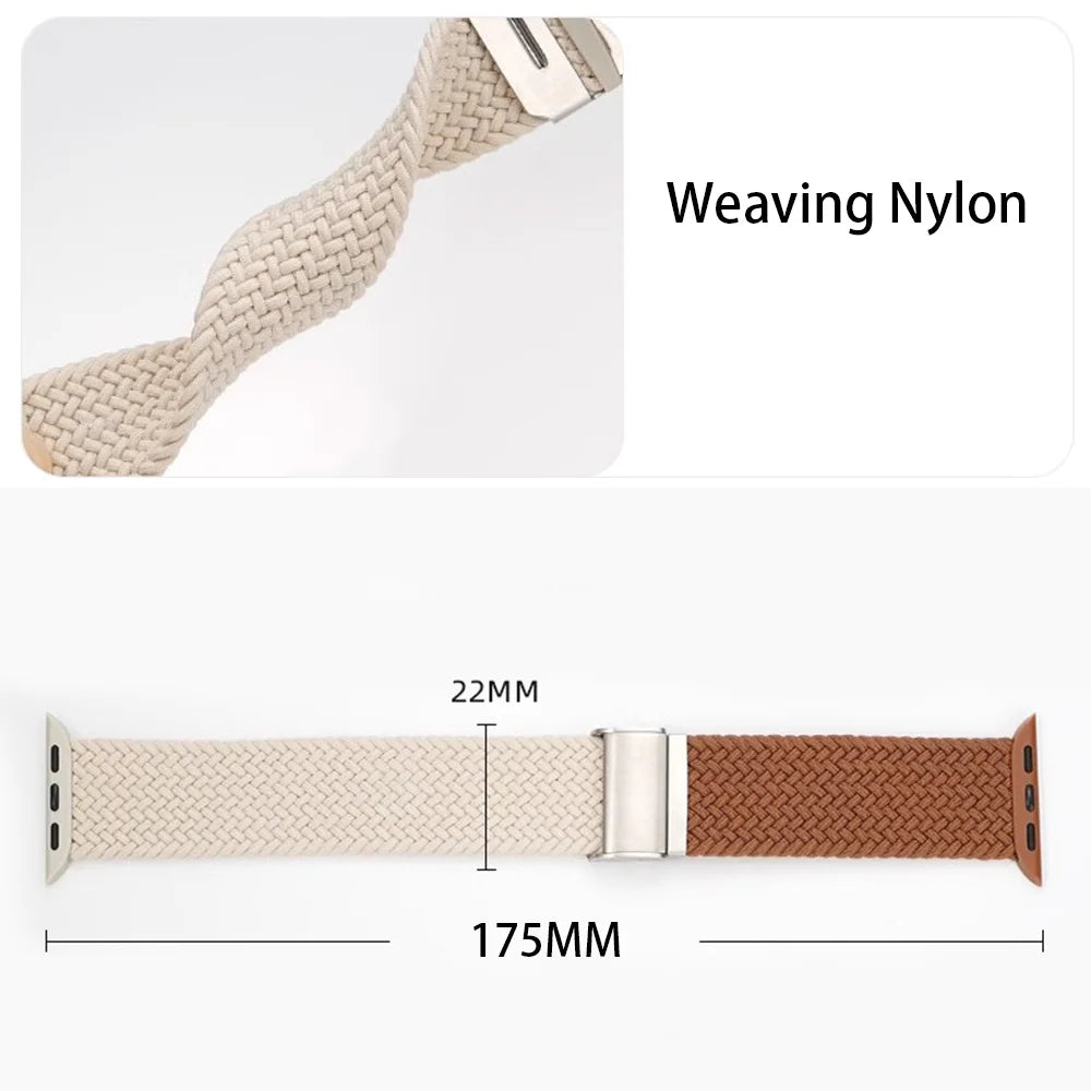 Nylon Stretch Band for Apple Watch Strap 38mm 40mm 41mm 42mm 44mm 45mm 49mm Colorblock Woven bracelet iWatch series 9 8 7 SE 6 5