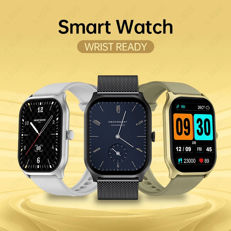 LIGE 2024 Men Women Smart Watch Bluetooth Call Smartwatch Fitness Tracker Sport Wrist Watches 2.01'' HD Screen Smart Bracelet