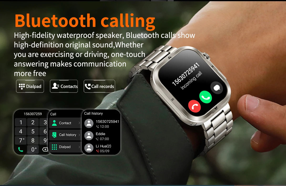 2024 New Outdoor Smart Watch Men 2.01" Screen 3ATM Waterproof Watches Bluetooth Call Ai Voice Sport Smartwatch For Android IOS