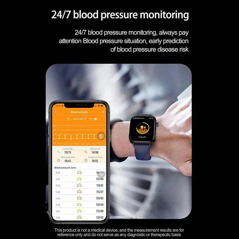 2024 New Blood Glucose Smart Watch Men ECG+PPG Blood Pressure Health Monitor Fitness Watches IP68 Waterproof Smartwatch Women