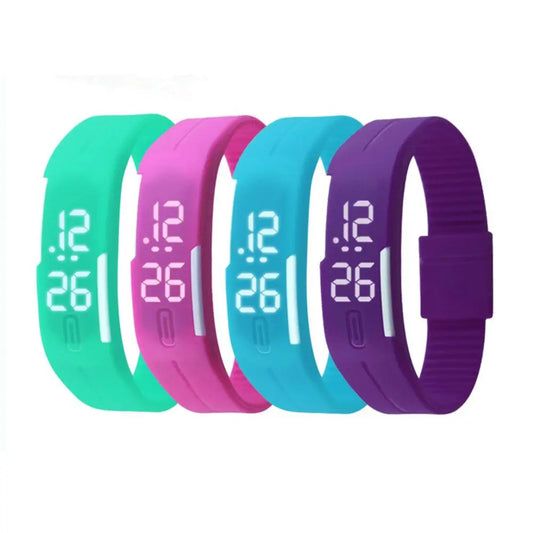 Fashion Charming Wristwatches Unisex Trendy Women's Silicone Candy Color LED Sports Bracelet Touch Digital Wrist Watch For Kids