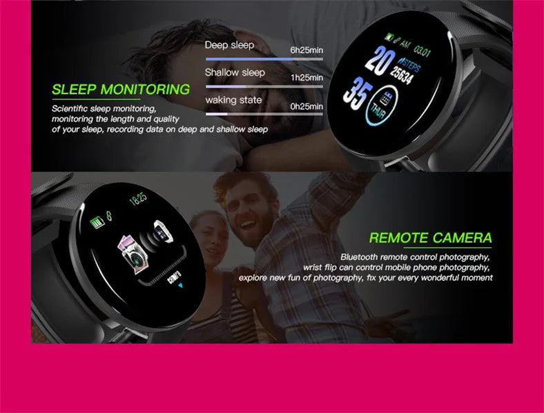 New Sports Smart Watch for Men Women Bluetooth Fitness Tracker Bracelet Heart Rate Blood Pressure for Android iOS Kid Smartwatch