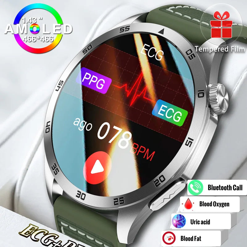 2024 New Smart Watch Men ECG PPG Calls Waterproof Watches Blood Oxygen Sugar Health Tracker Smartwatch for Xiaomi Android Ios Mi