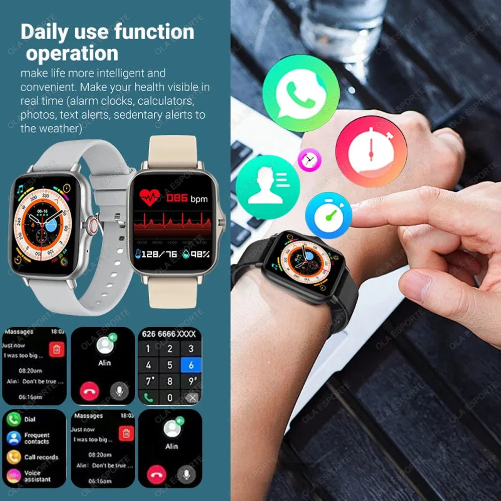 2024 Smart Watch For Men Women Gift Full Touch Screen Sports Fitness Watches Bluetooth Calls Digital Smartwatch Wristwatch Men's