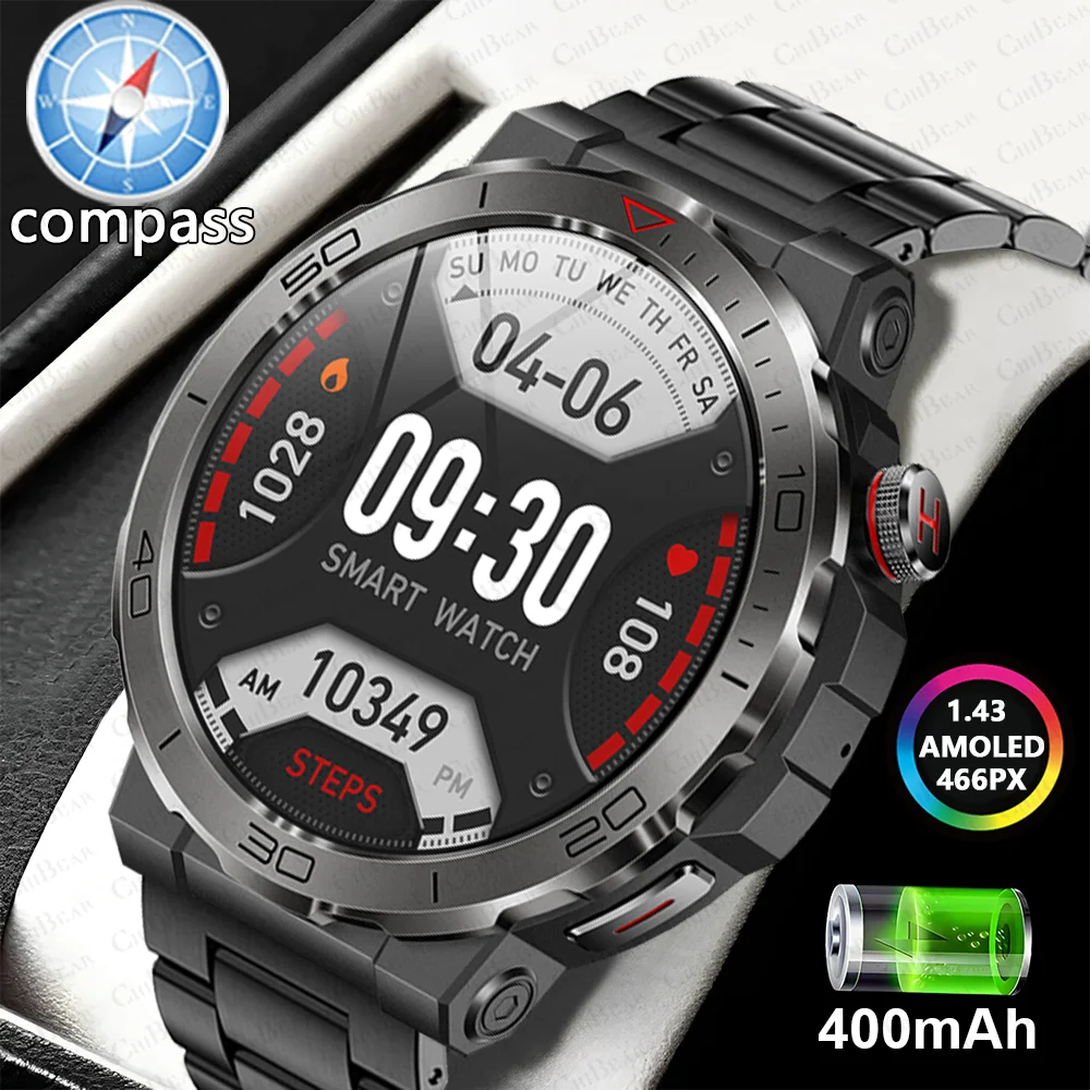 ChiBear Amoled smart Watch Bluetooth Call IP68 Waterproof Smartwatch Men 2024 New 1.43 Inch 466*466 HD Display 400Mah Battery