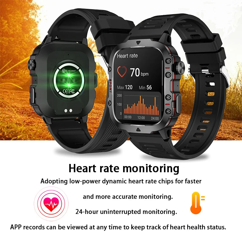 2024 New Bluetooth Call Smart Watch For Android IOS Fitness Motion Blood pressure Watch Men 3ATM Waterproof 2.0 Inch SmartWatch