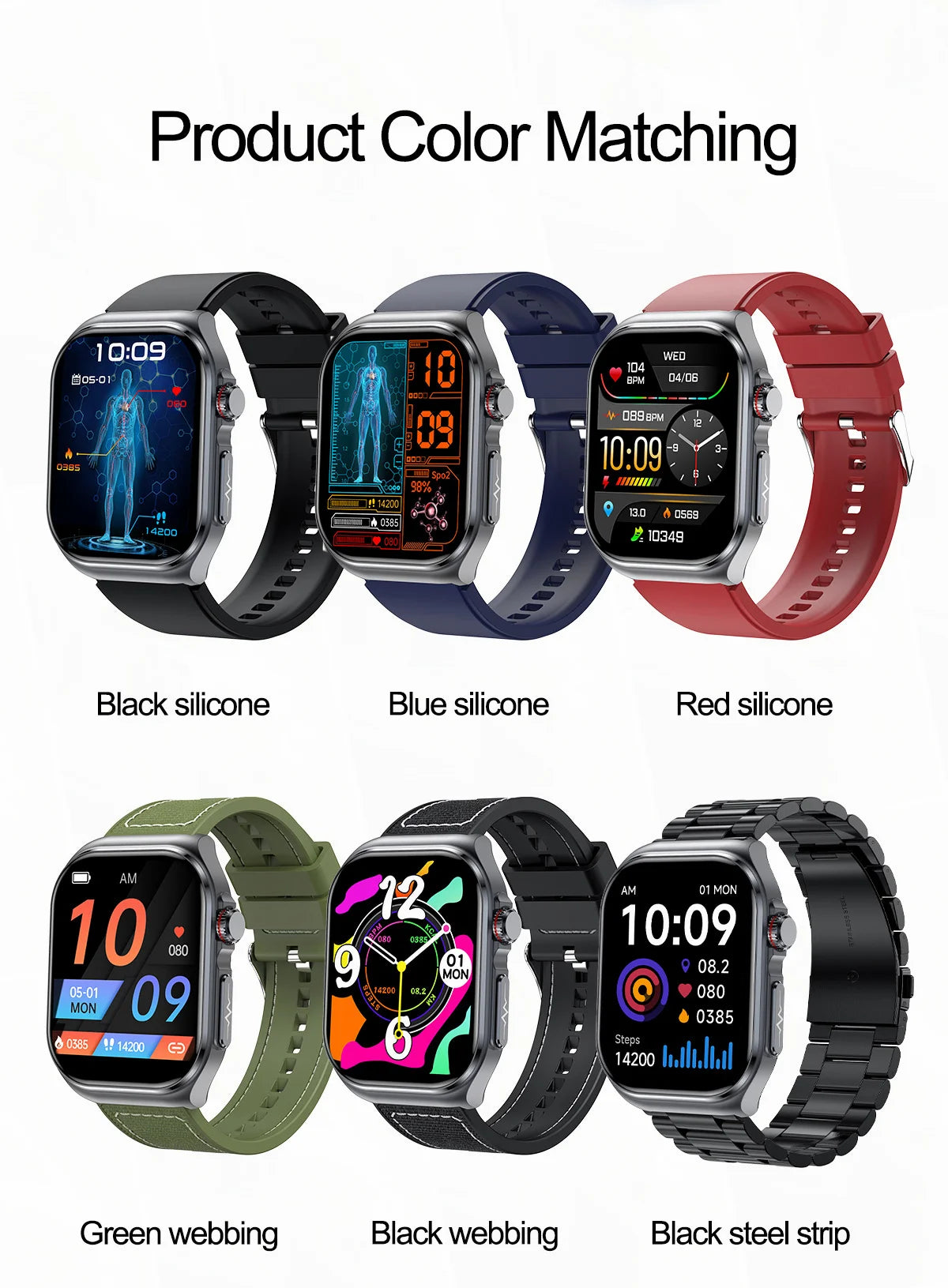 AMOLED ECG Smart Watch Men Blood Glucose Pressure Watches NFC Ip68 Waterproof 530mAh Uric Healthy Fitness  Smartwatch Women 2024