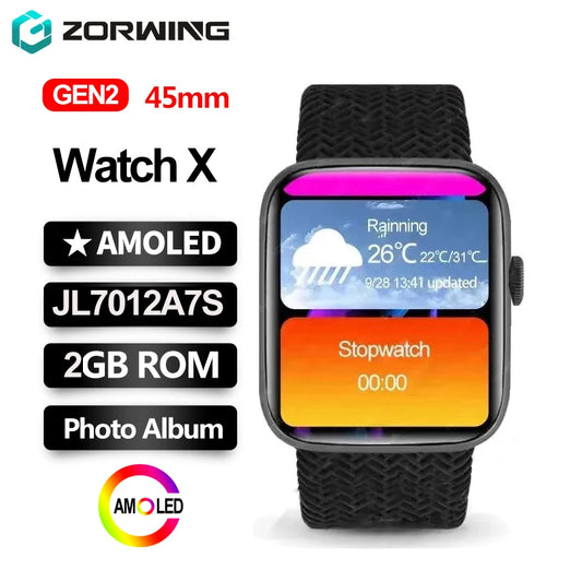 Watch X AMOLED Smart Watch 2GB ROM Men 45mm Local Music Recording Smartwatch OS10 Album Sync Women Qifit 2024