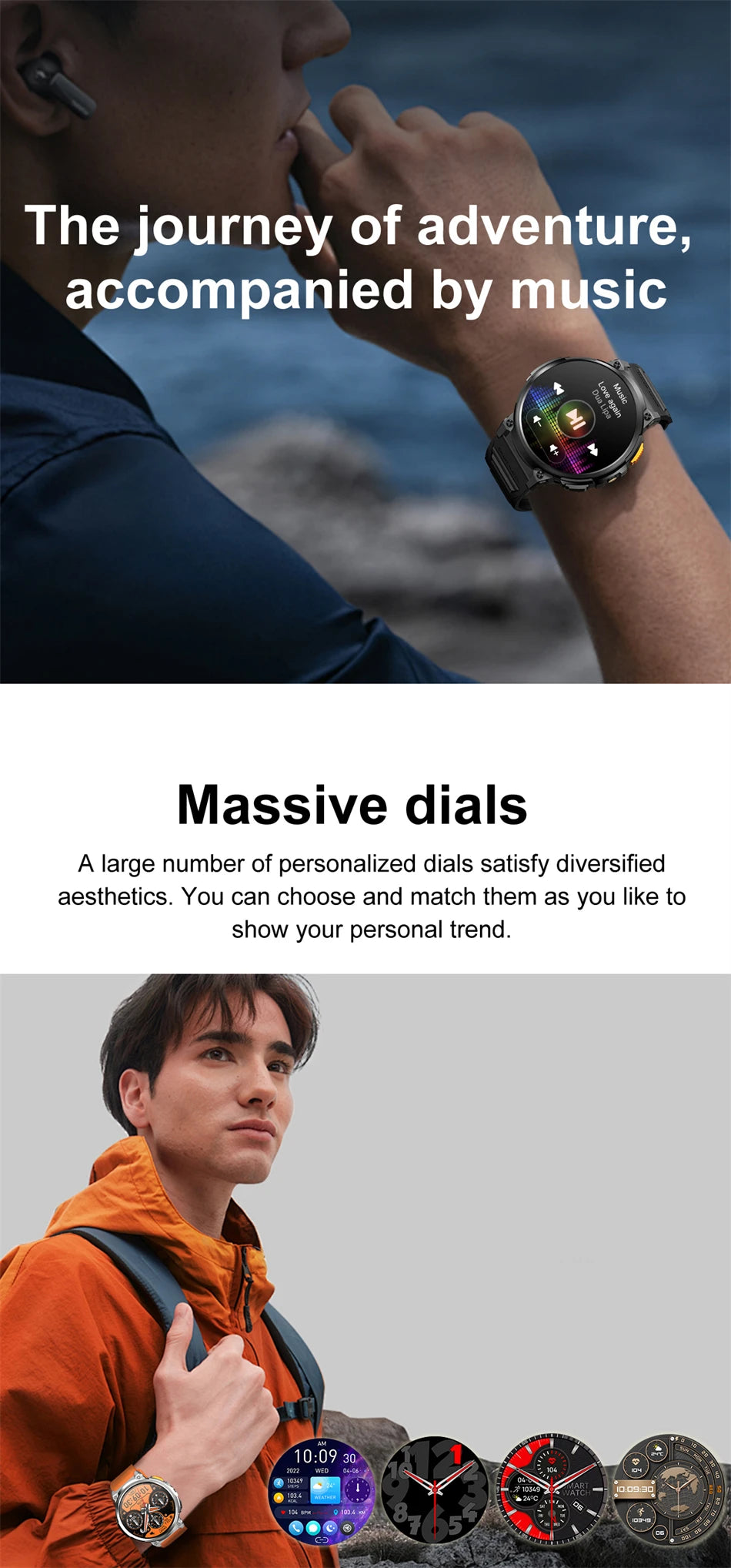 2024 Smart Watch Men 1.85'' Screen Outdoor Sport Heart Rate Flashlight Watch 730mAh Battery Waterproof Wireless Call Smartwatch