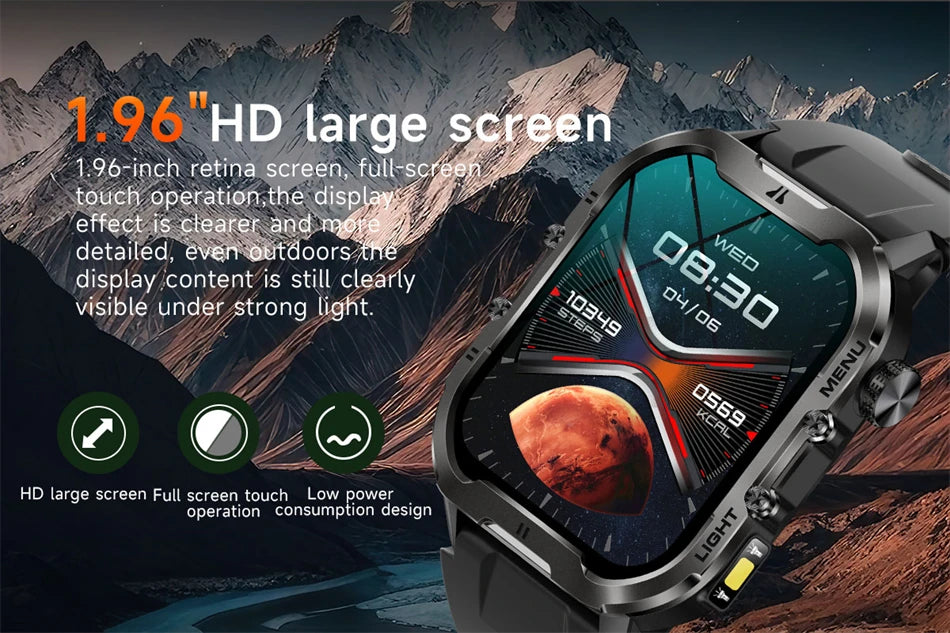 2024 Smart Watch Men 1.96" Waterproof Outdoor Sports Watches Thermometer Health Monitoring Bluetooth Call Smartwatch For Xiaomi