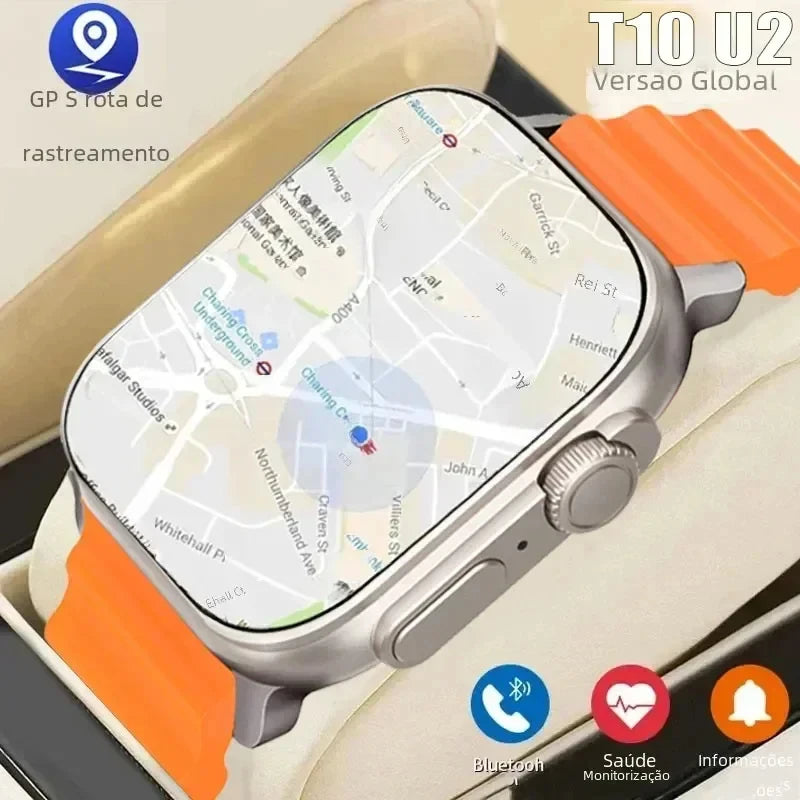 New Watch T10 U2 Smart Watch 49mm 2024 New NFC Men Women GPS Track Bluetooth Call BT Music Games Wireless Charging Smartwatch