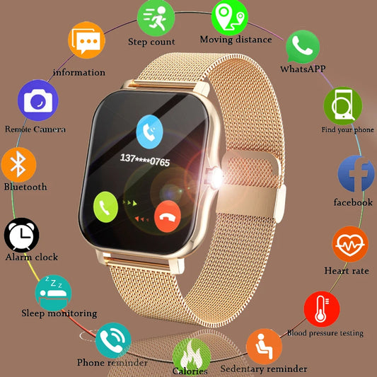 2024 New Women Smart Watch Men 1.69" Color Screen Full Touch Fitness Tracker Bluetooth Call Smart Clock Ladies Smartwatch Women