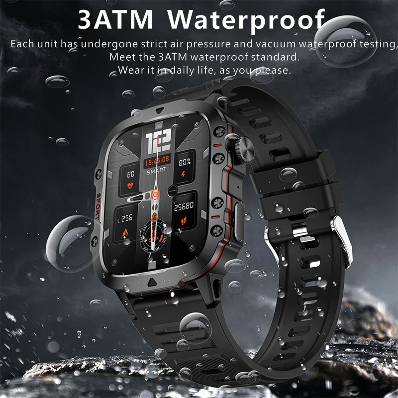 2024 New Bluetooth Call Smart Watch For Android IOS Fitness Motion Blood pressure Watch Men 3ATM Waterproof 2.0 Inch SmartWatch