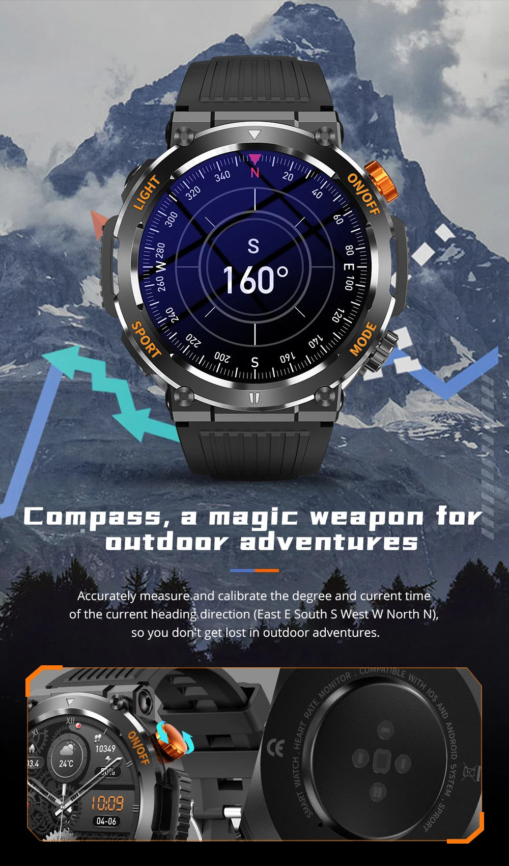 [2024] COLMI V68 1.46'' HD Display Smartwatch 100 Sports Modes Compass Flashlight Men Military Grade Toughness Smart Watch