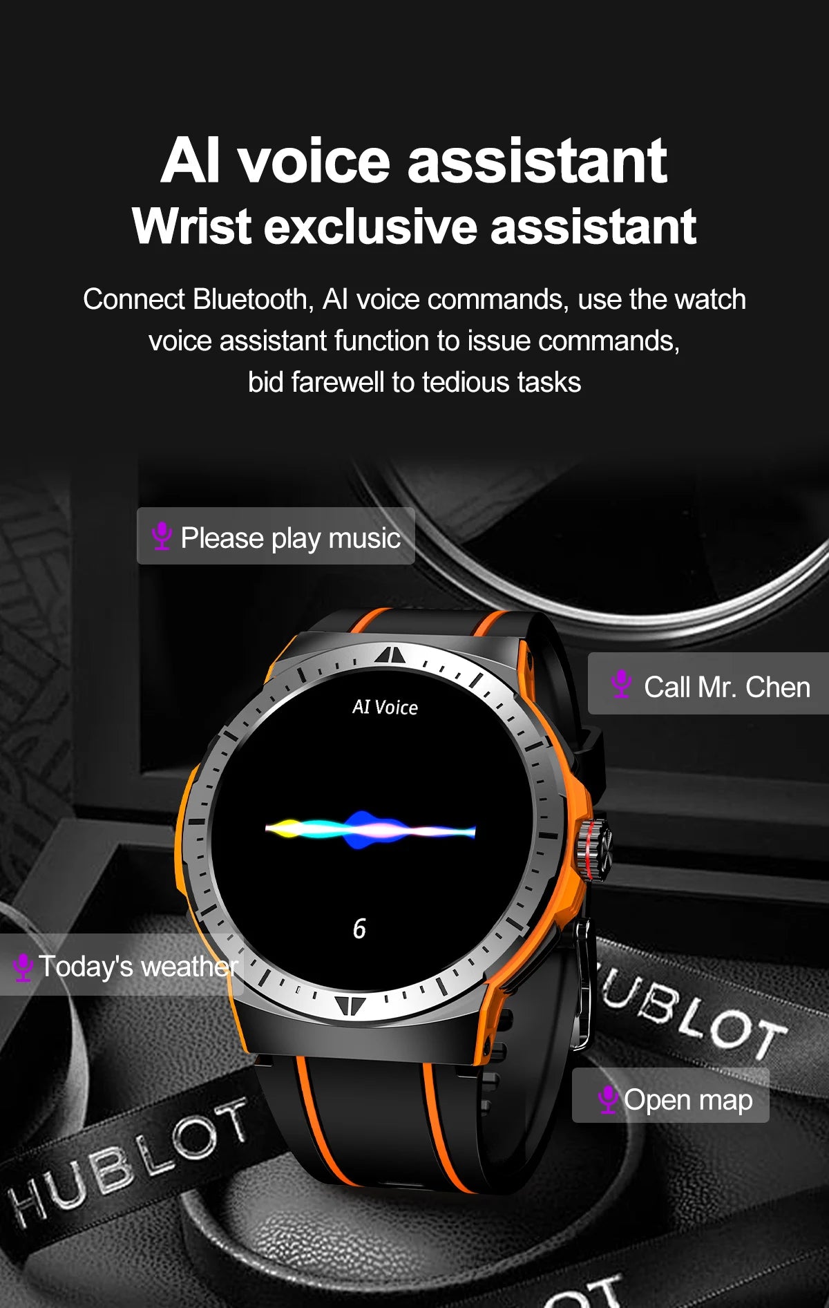 Amoled Smart Watch HK52 Large Screen Bluetooth Answer Make Call AI Voice Men Outdoor Sport Fitness Tracker NFC Smartwatch 2024